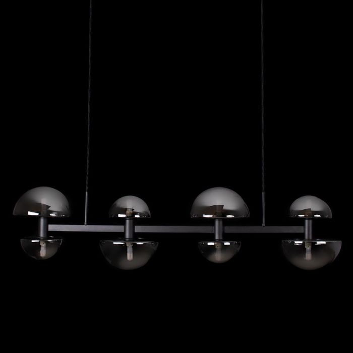 Pendente Artemis Preto Fosco e Smoky Vidro VL002-SKY 93cm para 8 G9 Starlux ST2541
