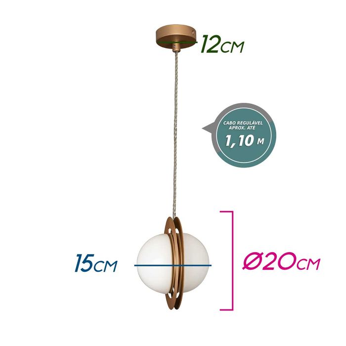 Pendente Artemis Globo Vidro para 2 G9 VL011-MG Starlux ST2519