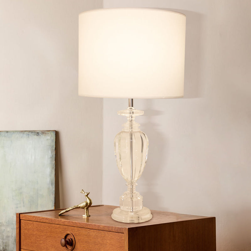 Base Para Abajur Classic Cromado E Transparente (D)15Cm (A)55Cm  1Xe27 40W - XL1210 - Bella Iluminação