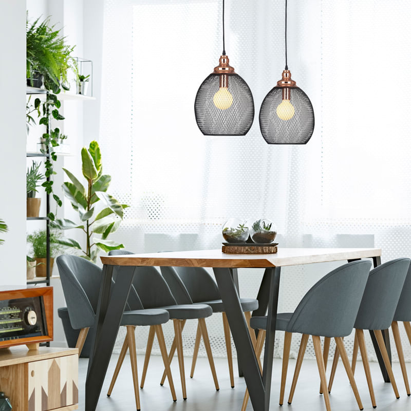 Pendente Copper Cobre e Preto (d)28cm (a)41cm  1xe27 40w - XN003 - Bella Iluminação