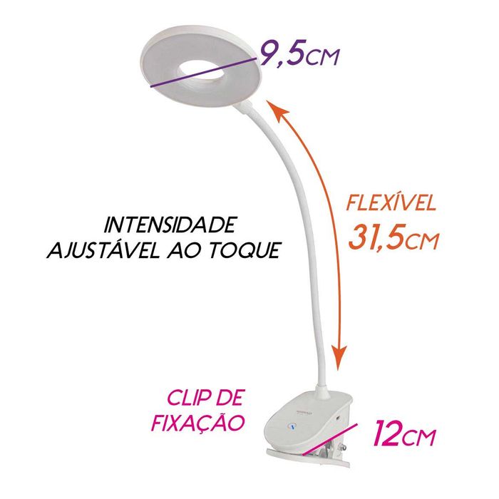 Luminária Mesa Abajur Led Recarregável Móvel Clip Fixação YG-T102 St1769