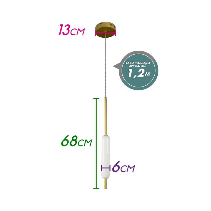 Pendente Isis LED 8W 2700k ZR064-MG Starlux ST2439