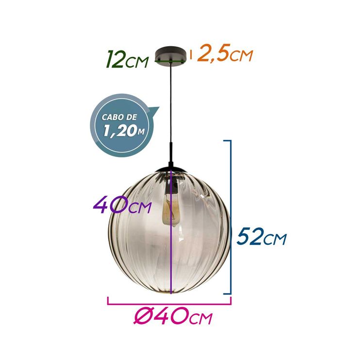 Pendente Tati Globo Vidro 40cm Starlux ZR063-L-SKY St1957