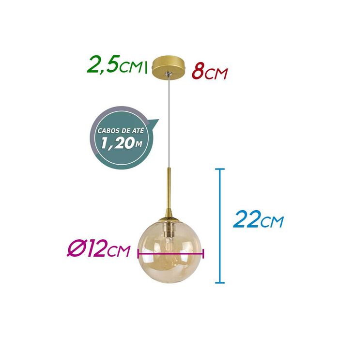 Pendente Grape Ouro Globo Âmbar P/ G9 Starlux ZR082-AGD ST2068