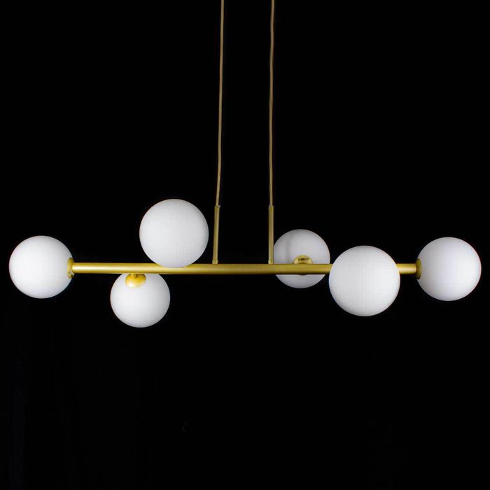 Pendente Grape Ouro 6 Globos Brancos Starlux ZR085-WGD St2109