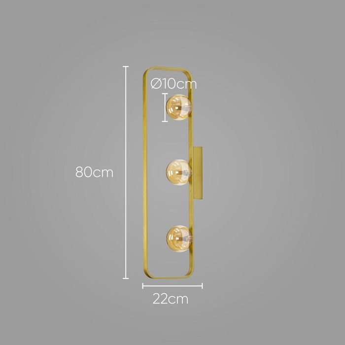Arandela/plafon Aruna Ouro Fosco e Ambar ZR095-AGD 80cm para 3x G9 Starlux ST2619