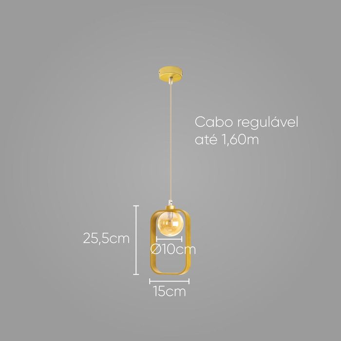 Pendente Aruna Ouro Fosco e Ambar ZR097 Globo Vidro para G9 Starlux ST2622