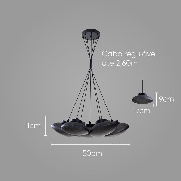 Pendente Petra Starlux ZR105-SKY LED 2700k 7 Cúpulas ST2583