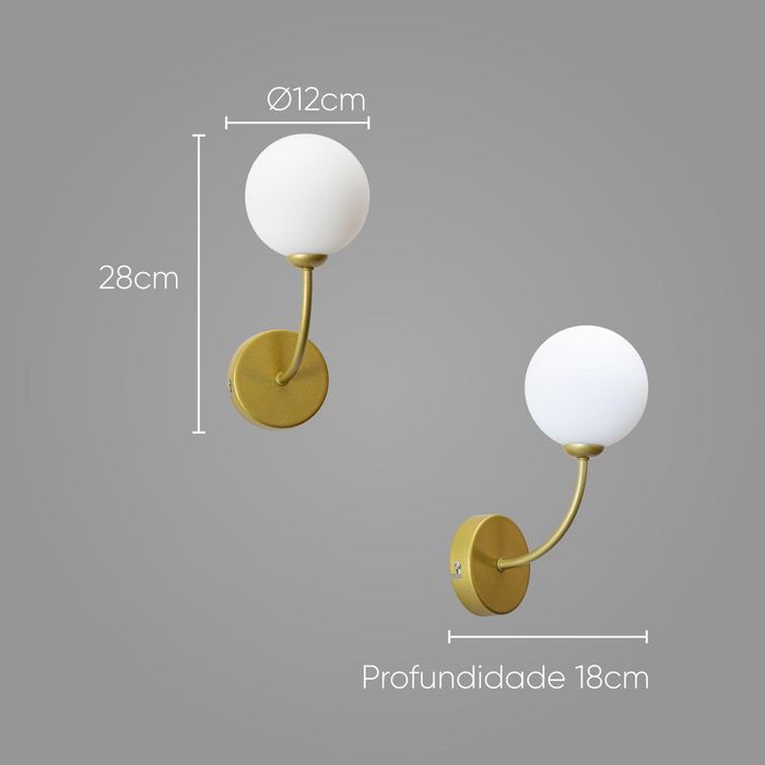 Arandela Grape Ouro Fosco e Branco Globo Vidro para LED G9 ZR112-WGD Starlux ST2628