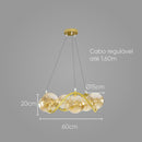 Pendente Malu Ouro Fosco e Ambar ZR130 6 Globos Vidro Starlux para 6 G9 ST2601