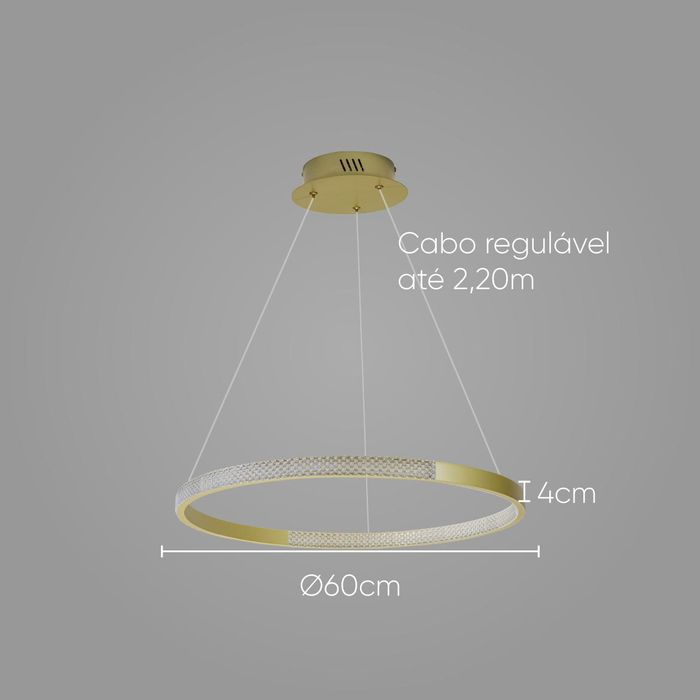 Pendente Othon Ouro Anel 60cm LED ZR146-GD Starlux ST2638