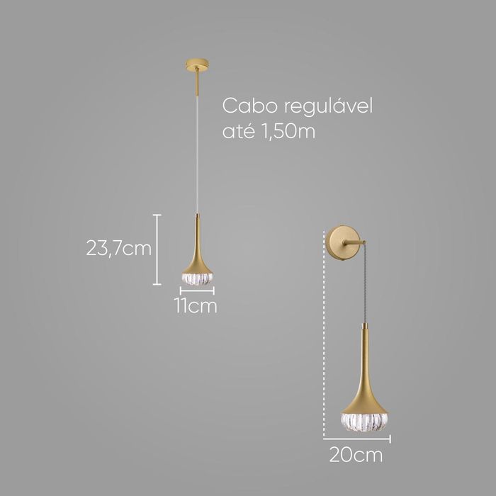 Pendente/arandela Korina Ouro Fosco e Ambar 12cm para 1x G9 Zr148 Starlux ST2606
