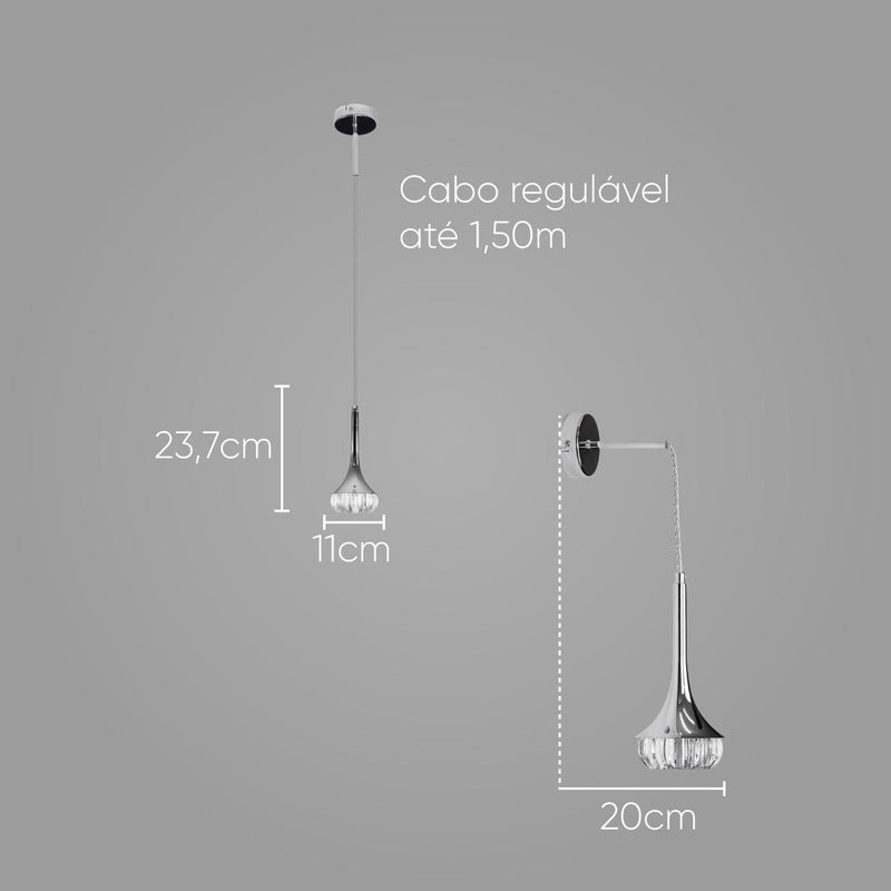 Pendente/arandela Korina Cromado 2cm para 1x G9 ZR148 Starlux ST2606