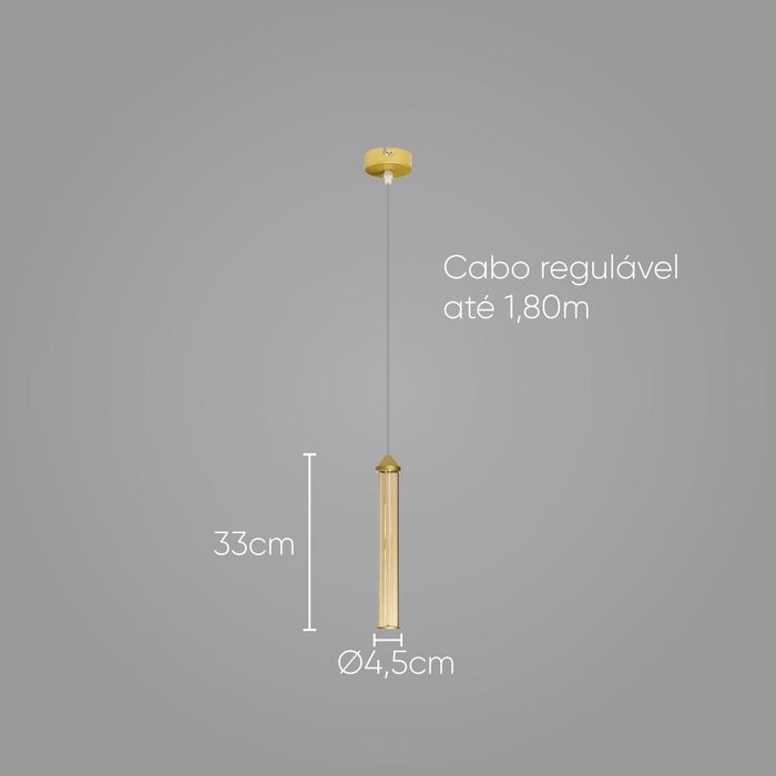 Pendente Anakin Ouro Fosco e Ambar LED 3W Branco Quente ZR151 Starlux ST2641