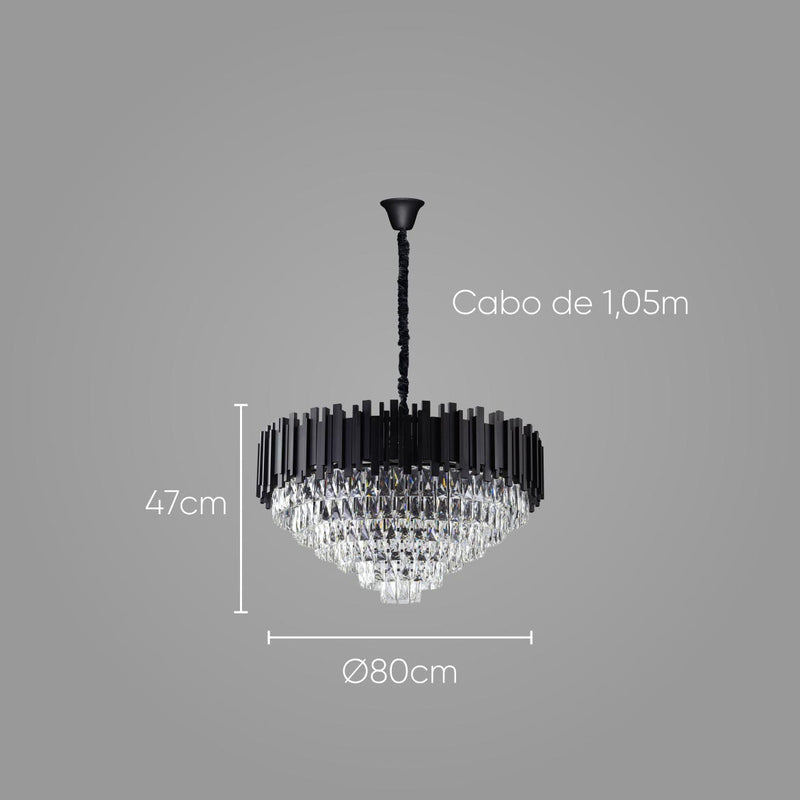 Lustre Pendente Moscou Starlux Preto ZR173-BK para 15X G9 ST2742