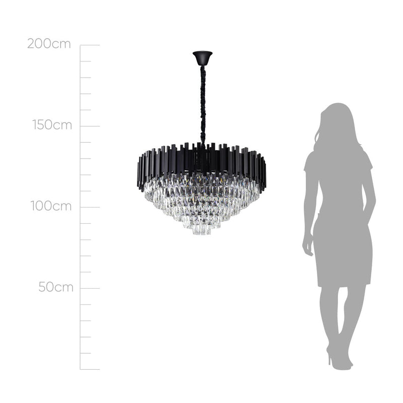 Lustre Pendente Moscou Starlux Preto ZR173-BK para 15X G9 ST2742