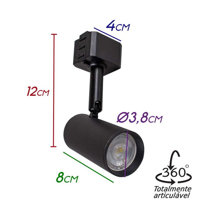 Spot P/ Trilho Eletrificado Preto ZTL015BK Starlux P/ Mr11 ST2287