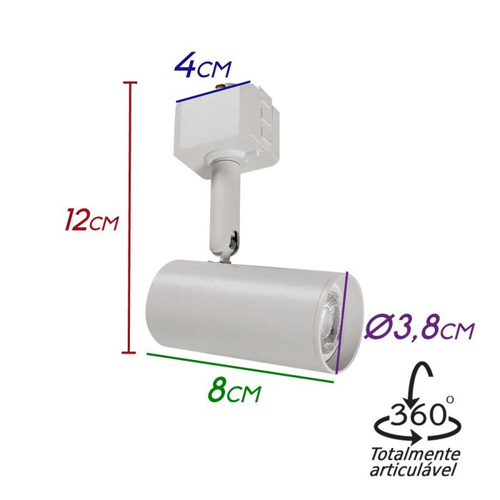 Spot P/ Trilho Eletrificado Branco ZTL015-WH Starlux P/ Mr11 ST2287