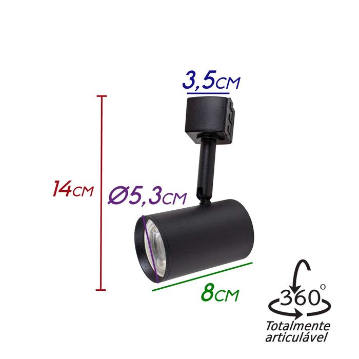 Spot Alumínio Preto Para Trilho Eletrificado Starlux ZTL016BK Para MR16 ST2285