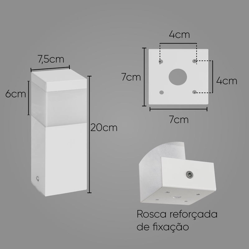 Poste Balizador 20cm P/ Jardim em Alumínio ST2791