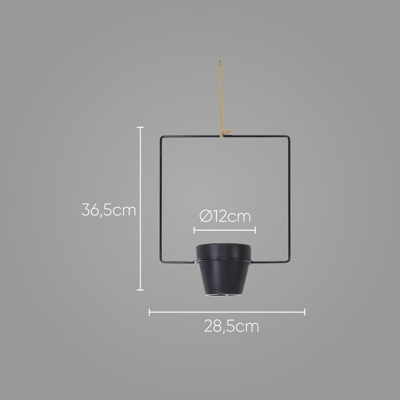 Cachepot de Cerâmica e Metal Quadrado TN0204 BTC ST2680